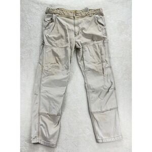 Carhartt Cargo Pants Mens 42x34 Cream Double Knee Distressed Stained "Read"‎